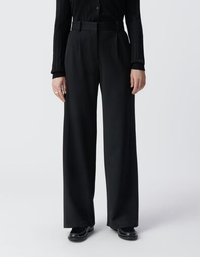 Pantalones anchos negros de mujer - IKKS