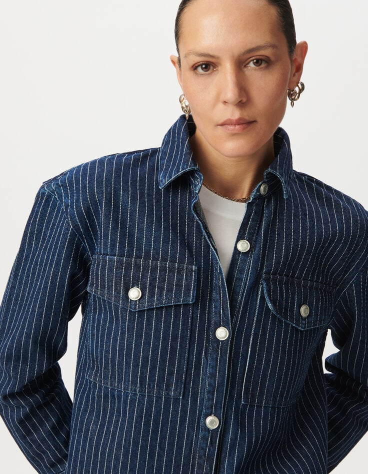 Women’s white denim striped shirt-5 Women’s white denim striped shirt-5