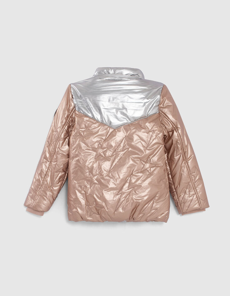Doudoune rose pâle broderies étoiles et éclairs fille-3