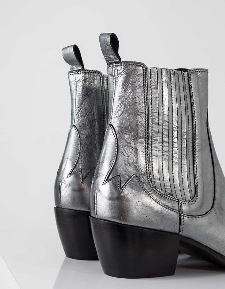 Leren westernboots dames zilver-4