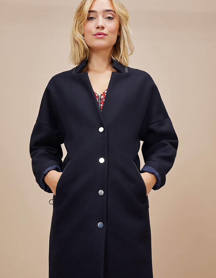 Manteau noir long détail au col I.Code-2 Manteau noir long détail au col I.Code-2