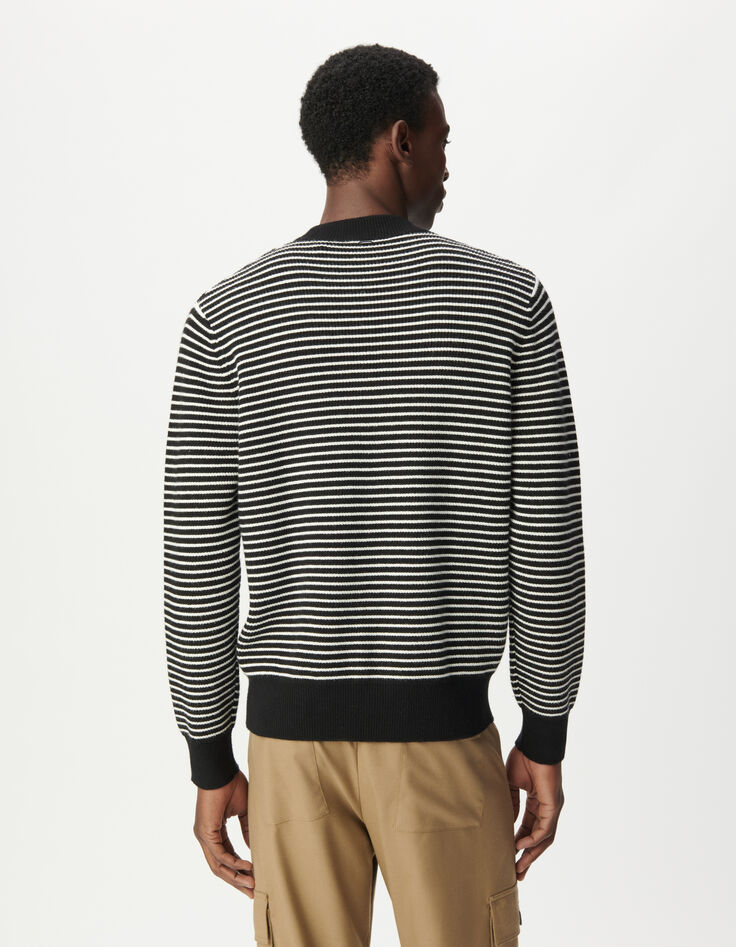 Jersey marinera punto negro rayas blancas hombre-4