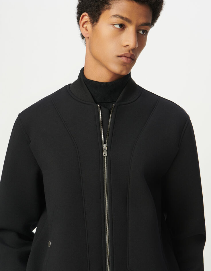Cardigan zippé noir molleton technique Homme-4