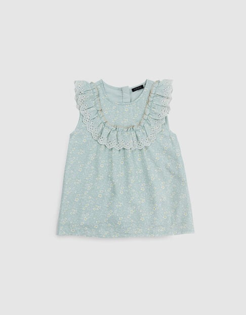 Blusa verde agua estampado floral niña - IKKS