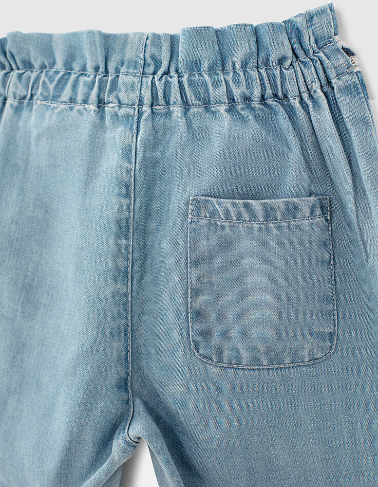 Pantalon stone blue Tencel® à ceinture brodée bébé fille-5