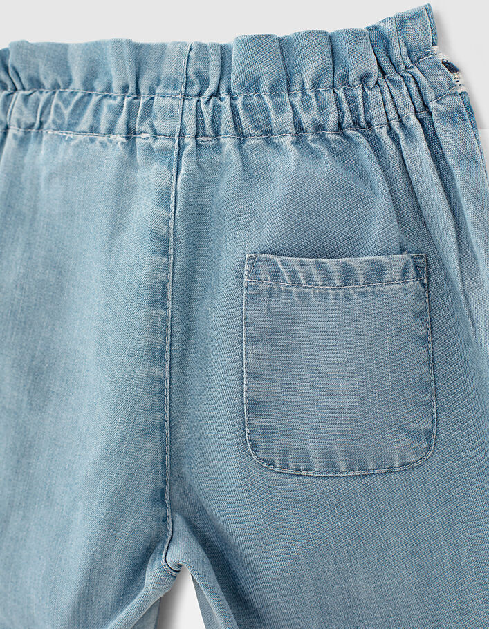 Stone blue broek Tencel® geborduurde ceintuur babymeisjes - IKKS