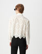 Wit opengewerkt biologisch katoenen shirt Dames-3