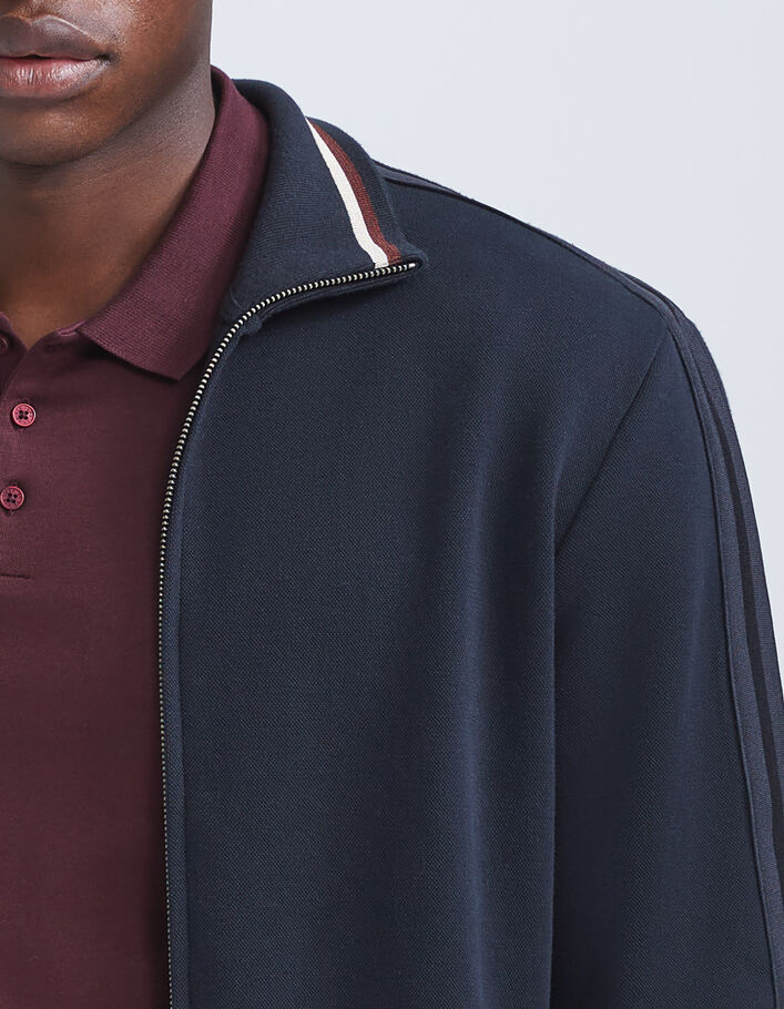 Cardigan marine maille piquée esprit sport Homme-4