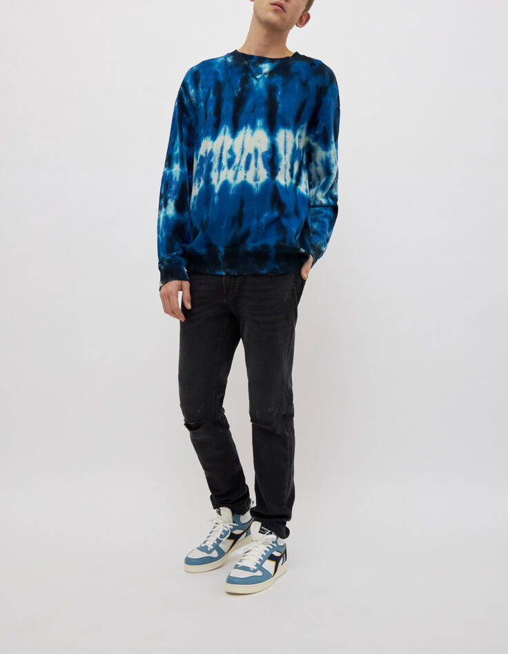 Sudadera azul eléctrico felpa tie&dye Hombre-7