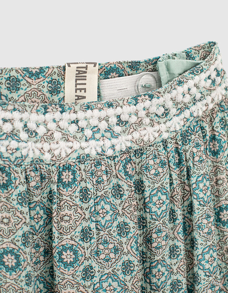Jupe longue aqua imprimé fleurs fille-7