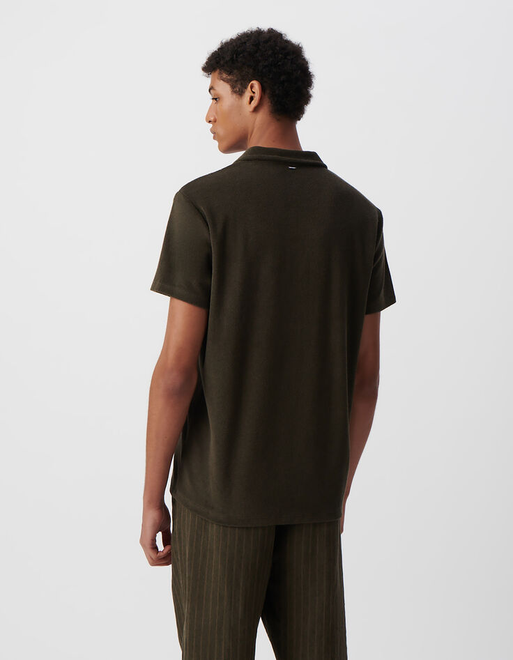 Polo kaki coton bio en éponge Homme-4