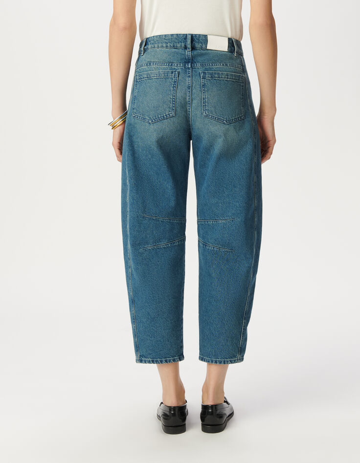Jean ballon denim bleu détails découpes-3