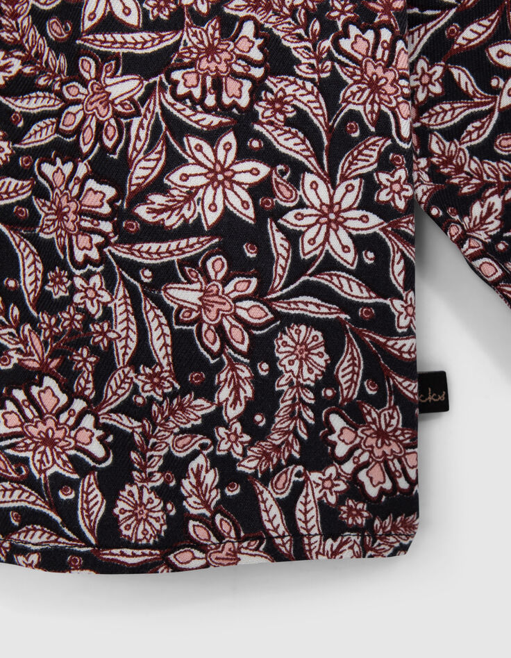 Zwart meisjesbloesje met bloemenprint-4
