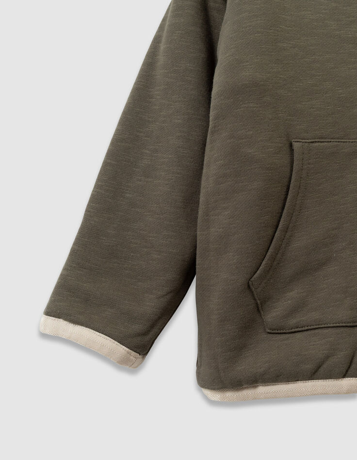 Cardigan réversible sherpa bleu et molleton kaki garçon-8