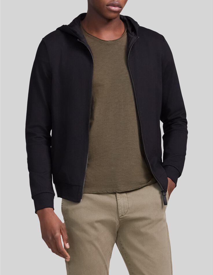 Schwarze Herrenkapuzenjacke mit Reißverschluss-1 Schwarze Herrenkapuzenjacke mit Reißverschluss-1