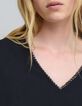 Vestido negro de cadena con cuello en V para Mujer-5