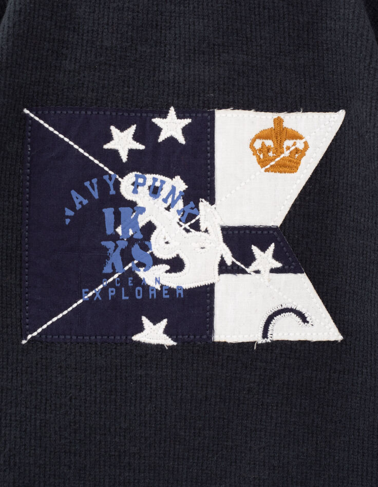 Polo navy nido de abeja bandera espalda bebé niño -6