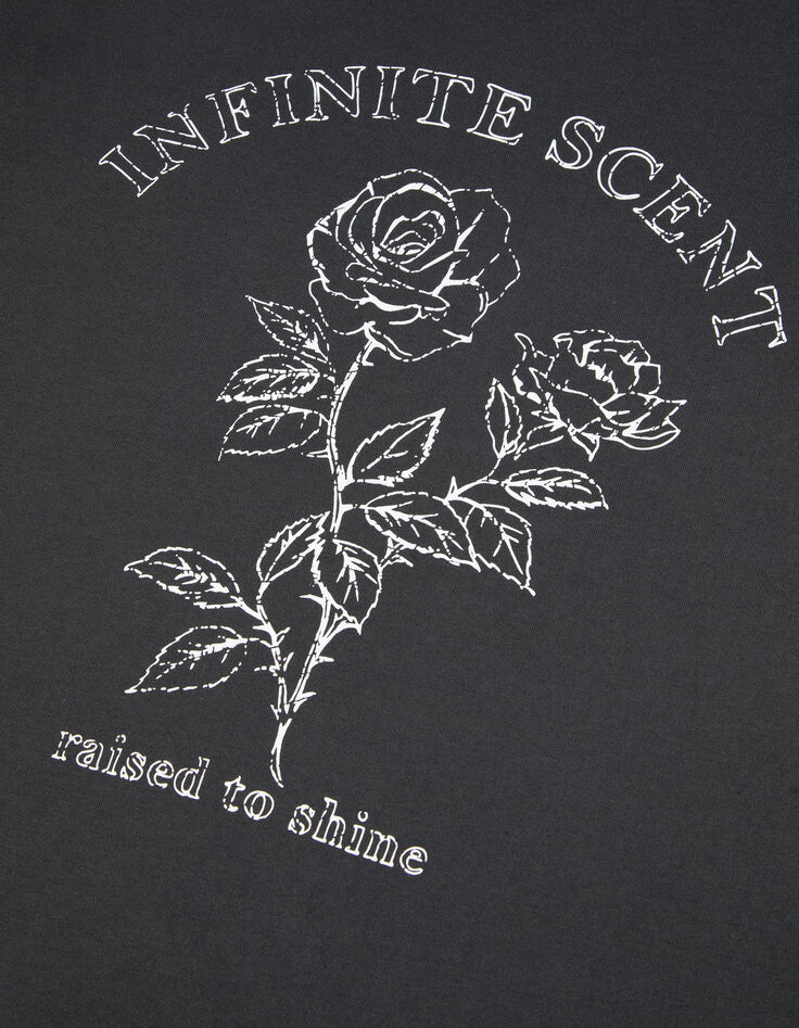 T-shirt gris &agrave; col rond et coupe loose pour femme-3