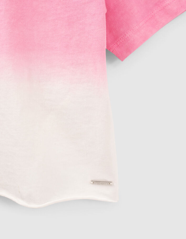 Girls’ pink deep dye T-shirt with slogan - IKKS