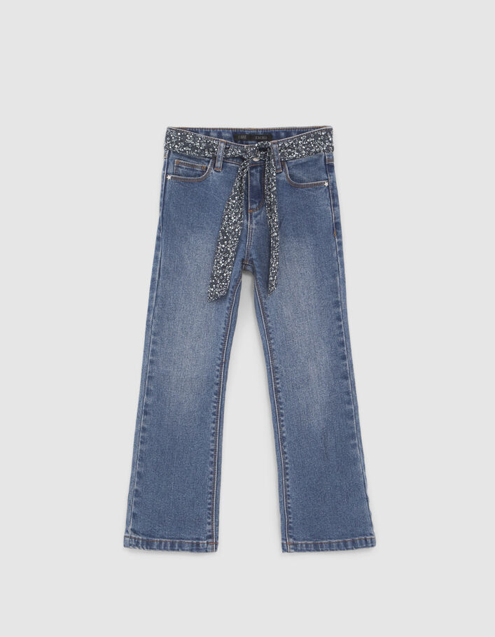 Blauwe FLARE jeans Waterless met sjaal-ceintuur meisjes-2