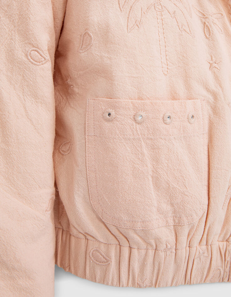 Girls’ powder pink jacket with Boho embroidery-6