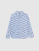 Blauw overhemd Liberty® stof koraalmotief jongens-1