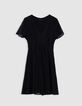Women's black pleated detail dress-5