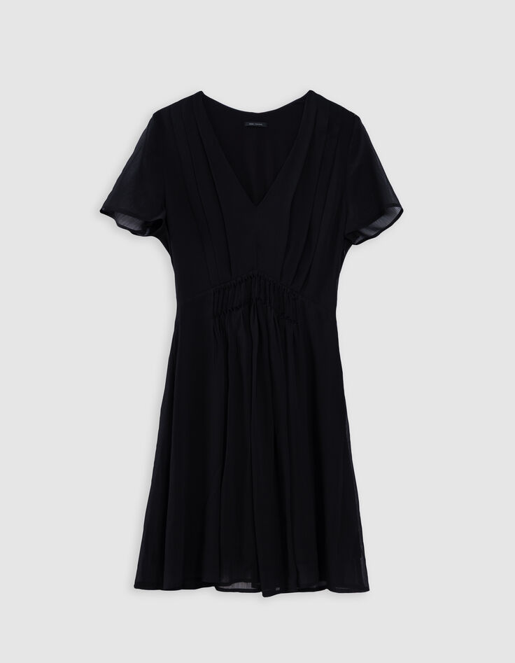 Women's black pleated detail dress-5
