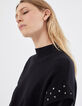 Women’s black studded pure wool knit sweater-4