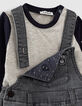 Baby boys' grey dungarees and two-tone T-shirt outfit-6