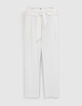 Women’s white recycled belted high-waist trousers-7