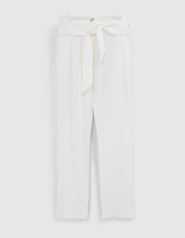 Women’s white recycled belted high-waist trousers-7
