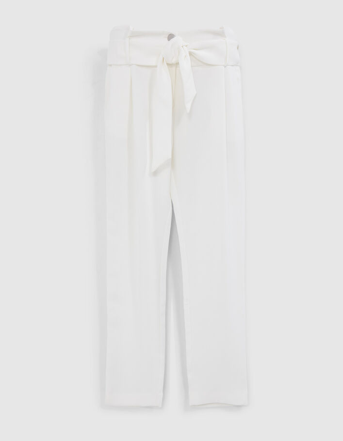 Pantalón blanco reciclado tiro alto cinturón - IKKS