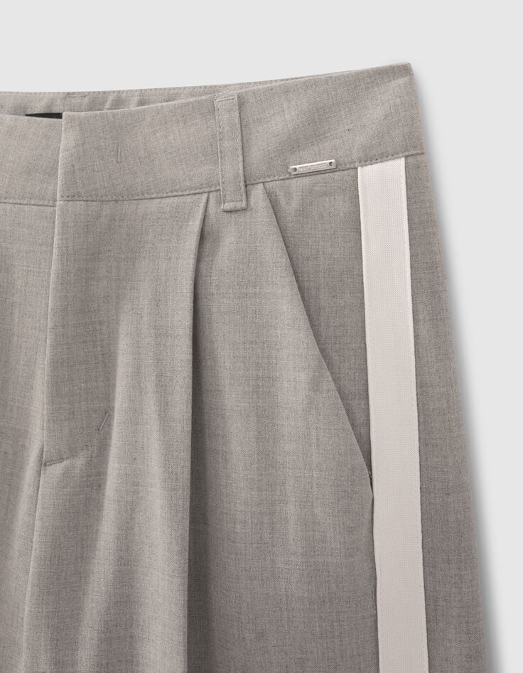 Wijde grijze broek witte stroken opzij meisjes -5
