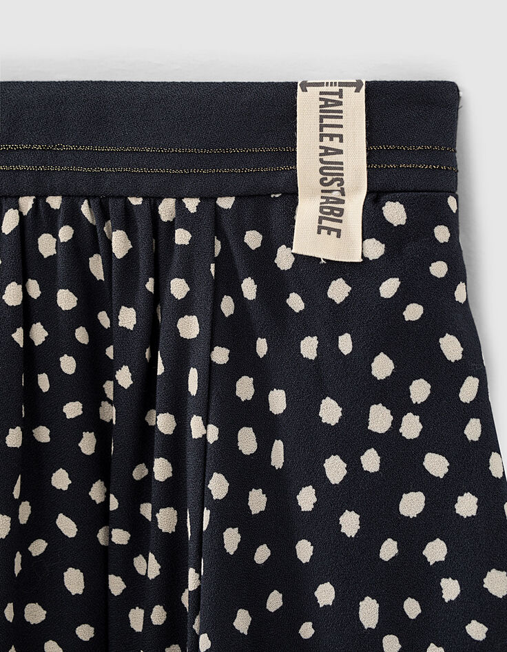 Falda navy estampado lunares y volante niña-5