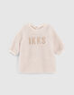 Baby girls’ ecru Sherpa sweater dress with lettering-1