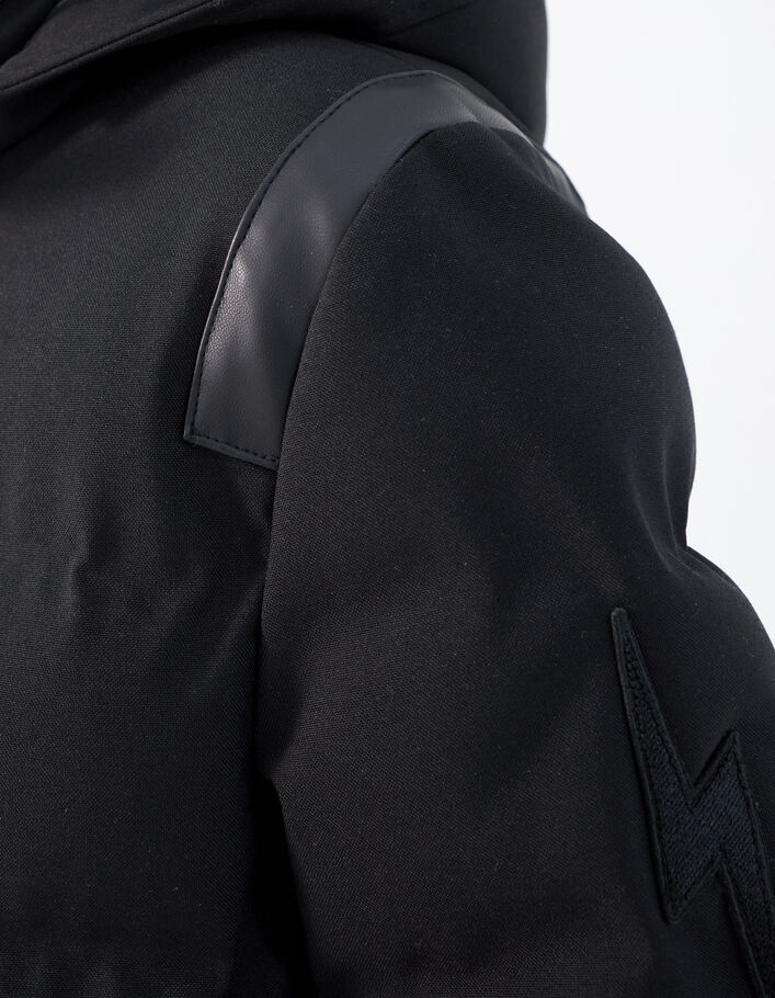 Women’s black hooded long padded jacket-5