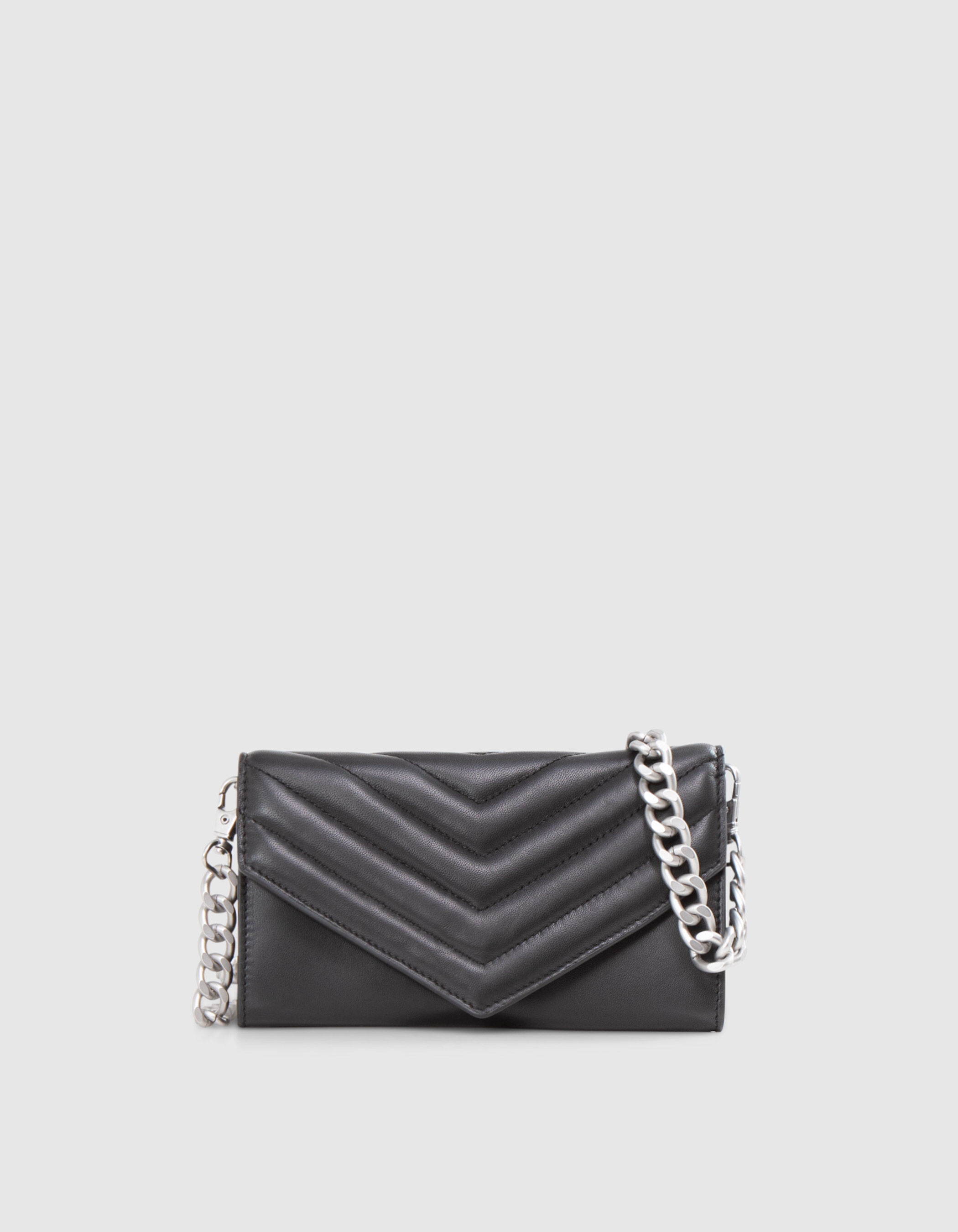 Pochette enveloppe noire cuir matelasse Femme IKKS