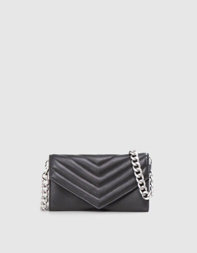 Clutch estilo sobre negro cuero acolchado - IKKS