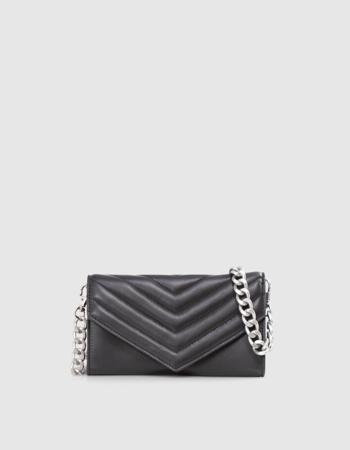 Women’s black quilted leather envelope clutch bag