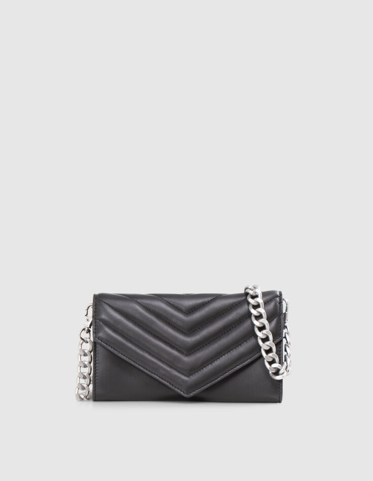 Clutch estilo sobre negro cuero acolchado-1
