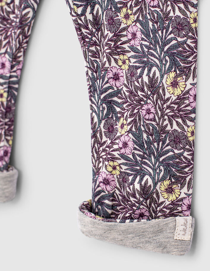 Baby girls' grey and plant print reversible leggings - IKKS