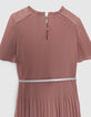 Girls’ pink pleated dress with embroidered shoulders-2
