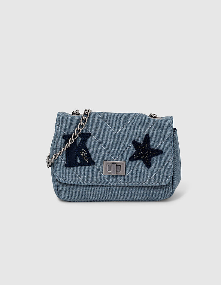 Bolso bandolera blue grey acolchado bordado niña-1