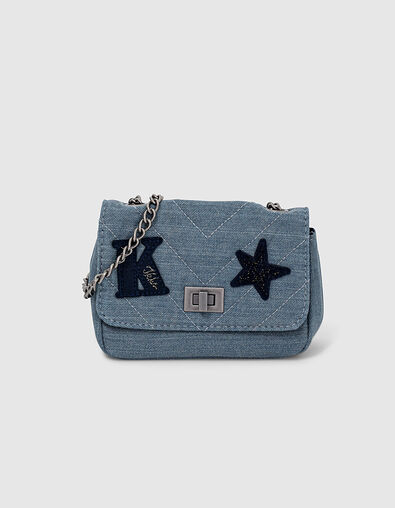 Girls’ blue grey embroidered quilted shoulder bag - IKKS