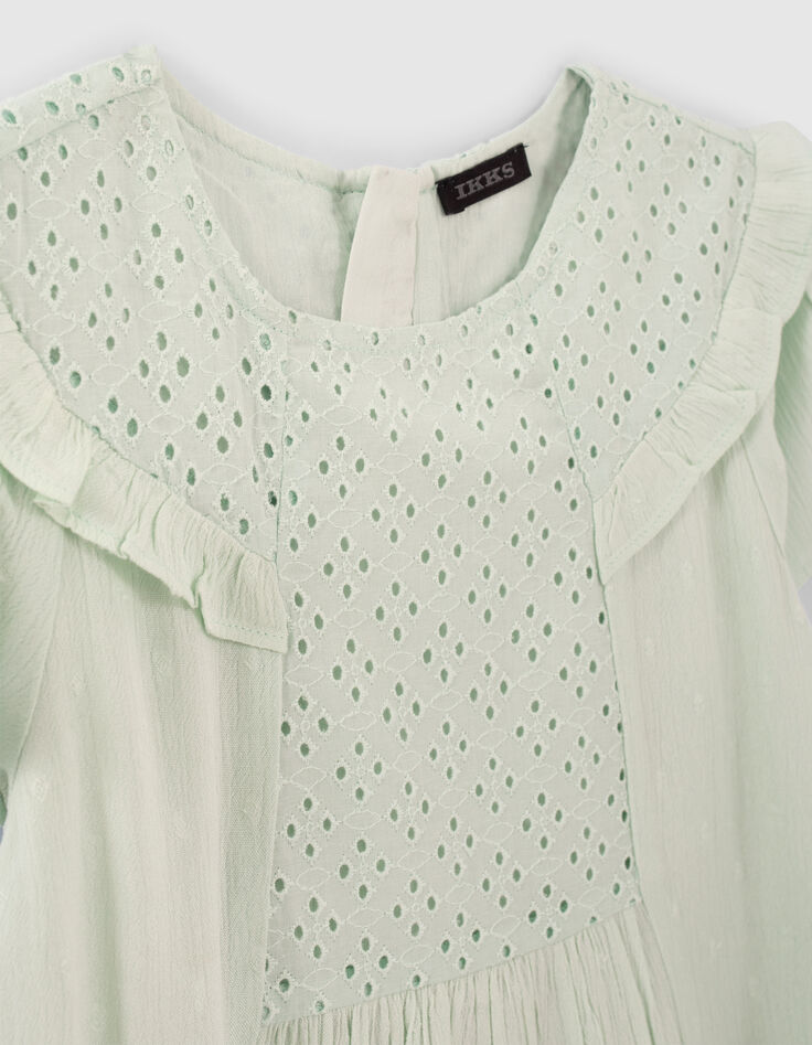 Watergroene jurk frontje broderie anglaise meisjes-3