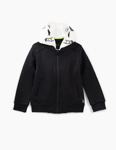 Schwarze Jungensweatjacke mit Gespensterfutter Halloween  - IKKS