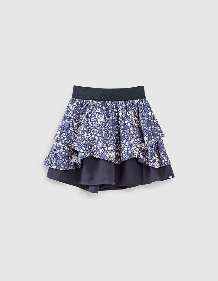 Falda navy Ecovero&reg; estampado flores ni&ntilde;a-1