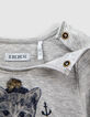 Camiseta gris jaspeado visual gato bebé niña-5