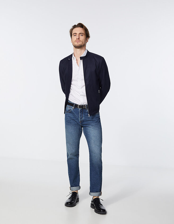 Men’s white mini-column print SLIM shirt-6